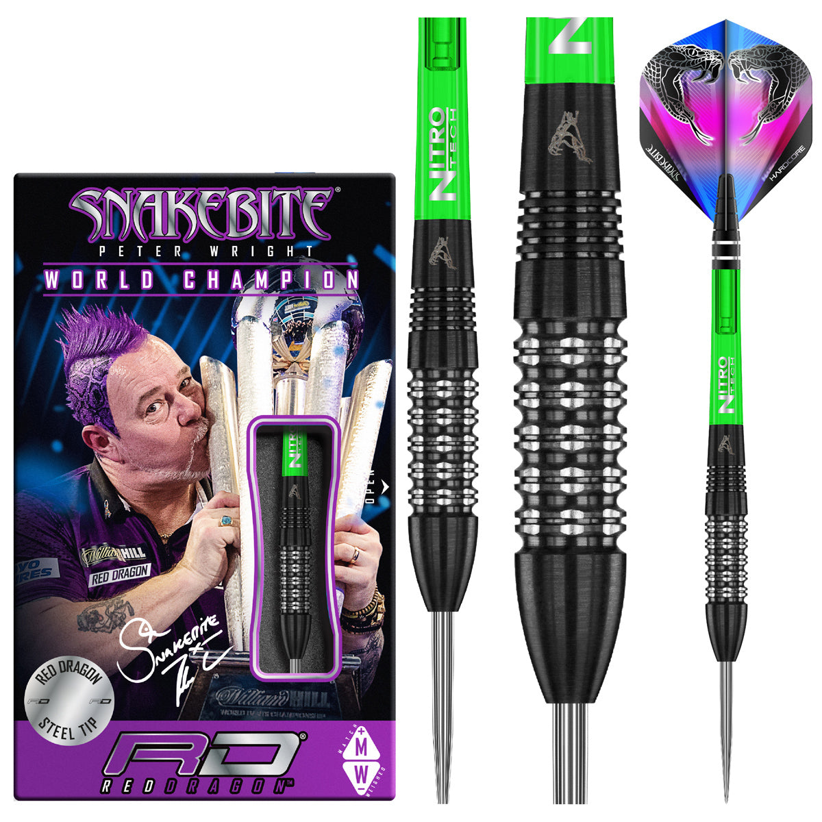 Peter Wright Black Strike 90% Tungsten Steel Tip Darts by Red Dragon –  Double Top Darts