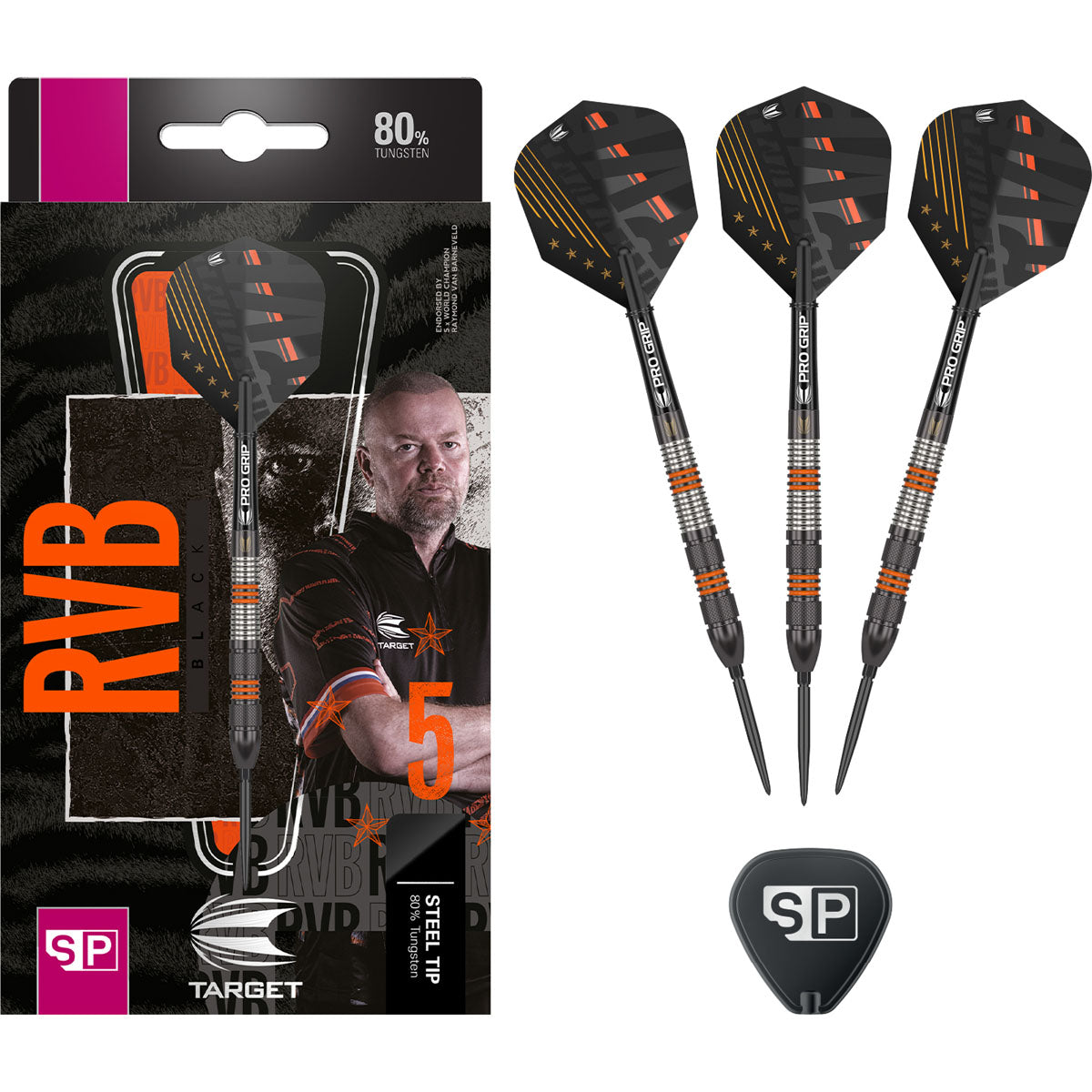 Raymond Van Barneveld 80% Black Swiss Point Steel Tip Darts by