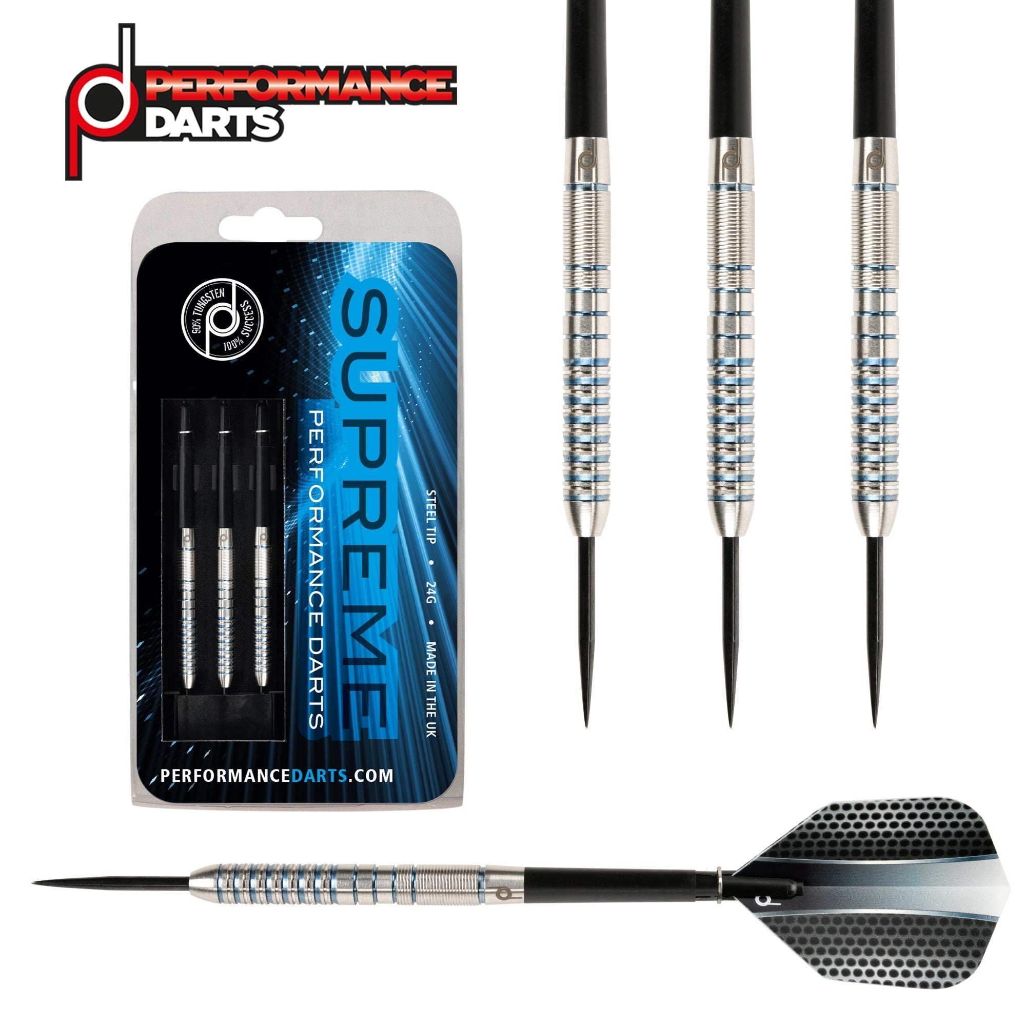 Supreme 90% Tungsten Steel Tip Darts by Performance Darts – Double Top 