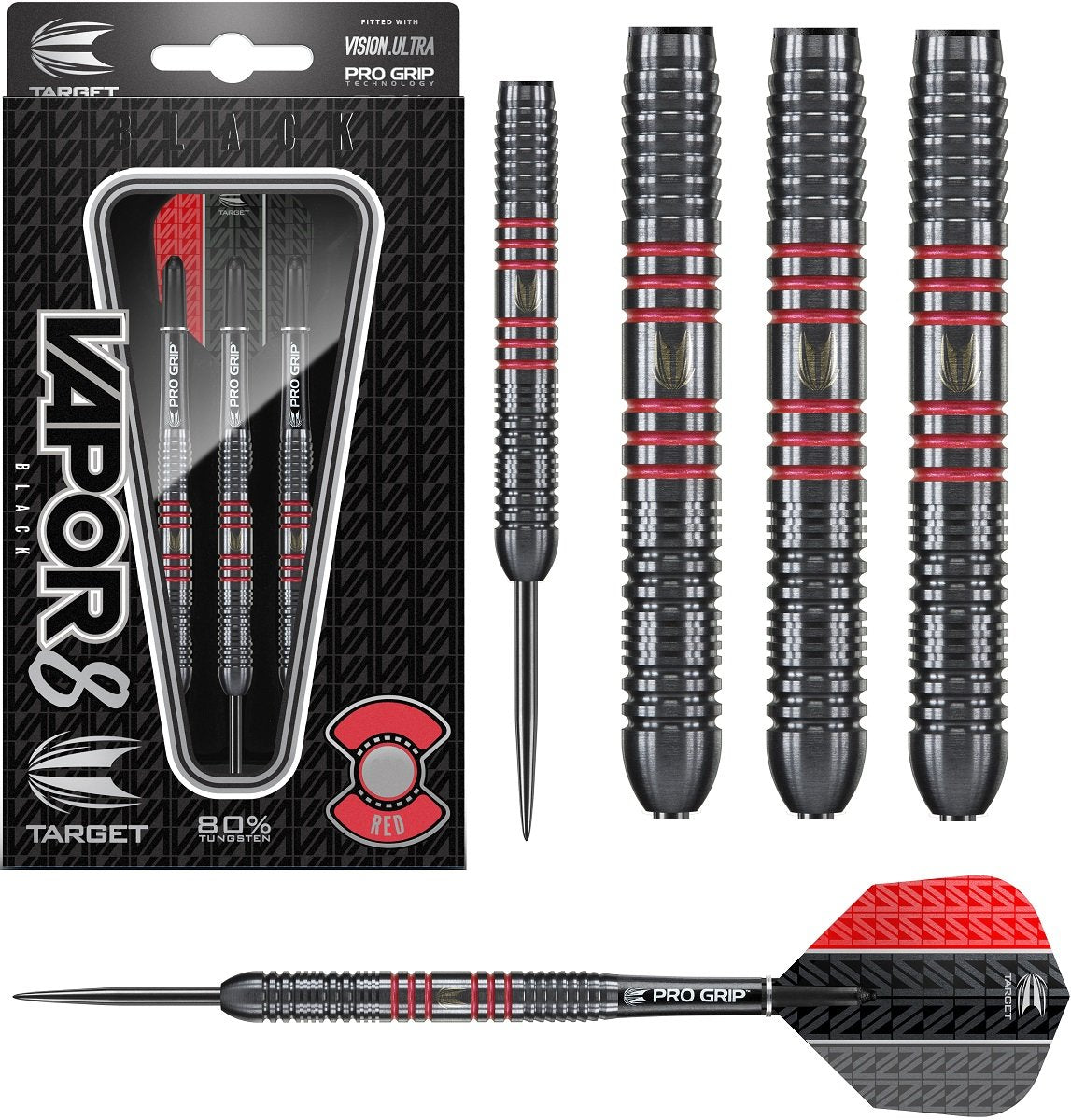 Vapor Black with Red Rings Steel Tip Darts by Target Vapor8 – Double  Top Darts