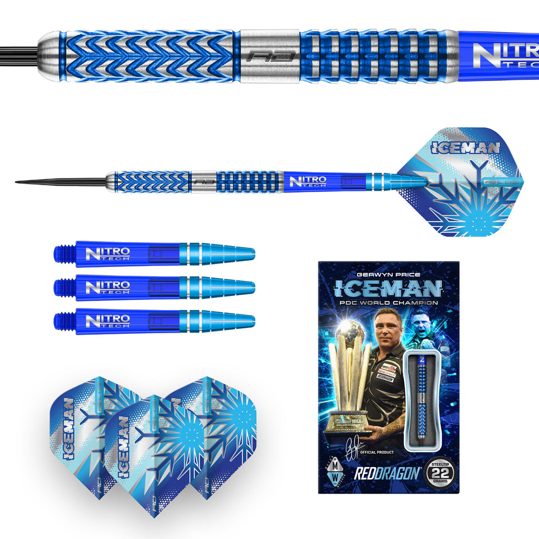 Gerwyn Price Glacier 90% Tungsten Steel Tip Darts by Red Dragon