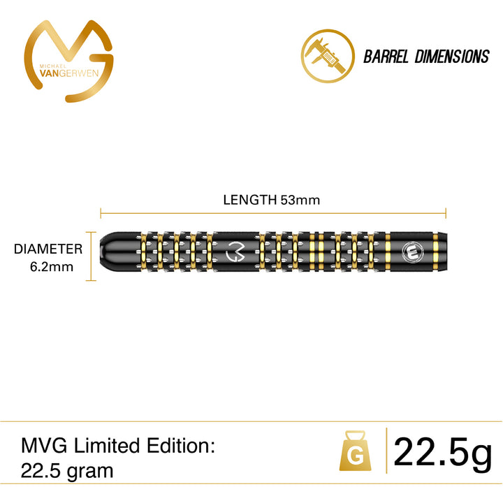 Michael van Gerwen MvG 5 Year Anniversary Limited Edition 90% Tungsten Steel Tip Darts by Winmau