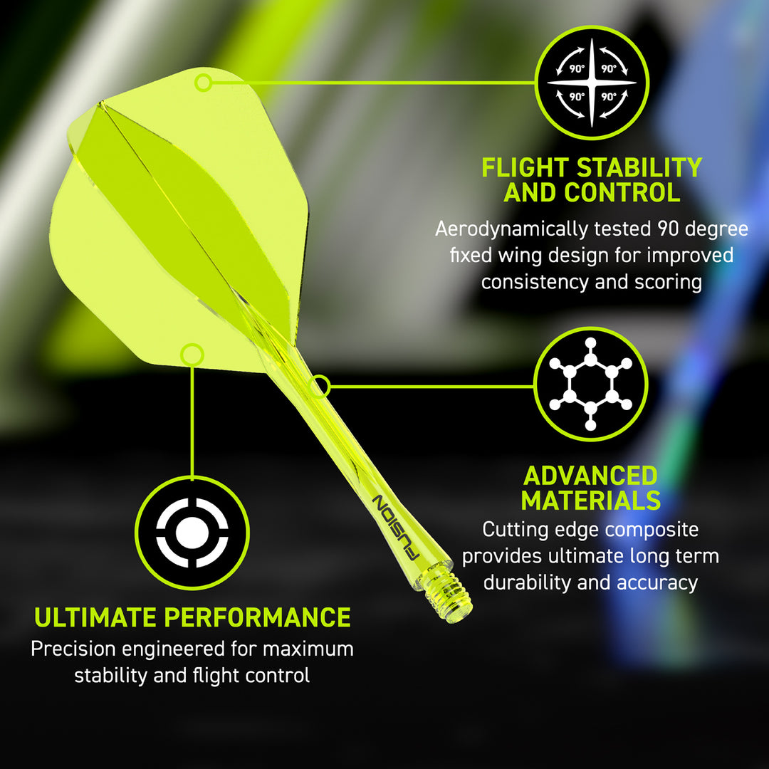 Fusion Integrated Flight & Shaft Neon Yellow Short No6 by Winmau