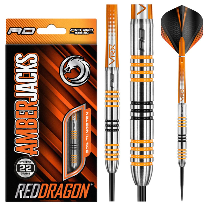 Amberjack 3 90% Tungsten Steel Tip Darts by Red Dragon