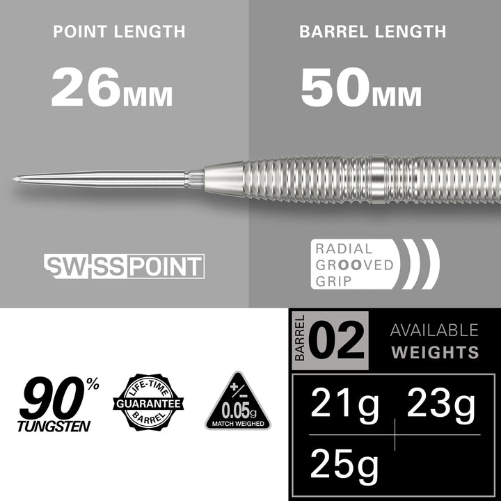 Crux 02 90% Tungsten Swiss Point Steel Tip Darts by Target