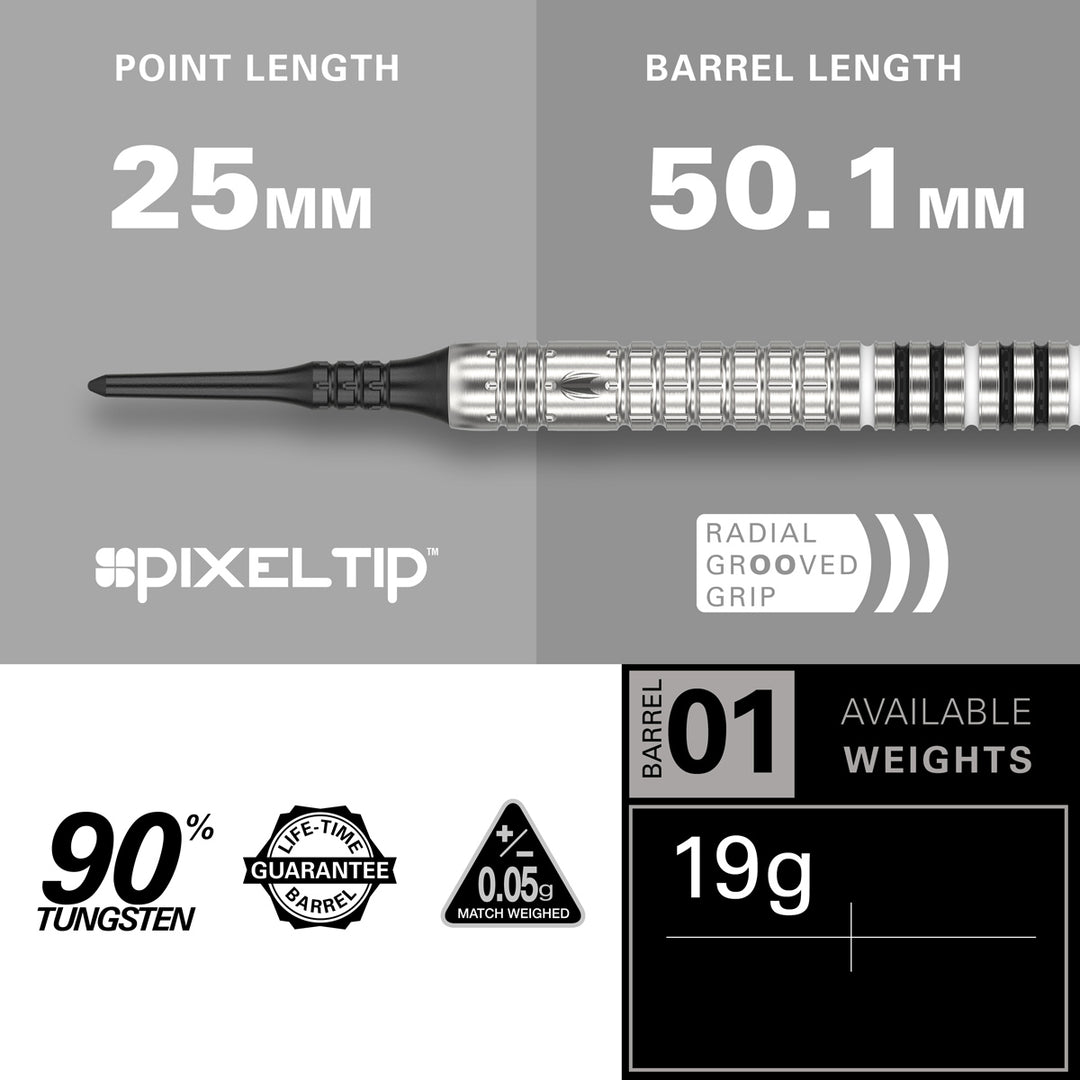 Chris Dobey G1 90% Tungsten Soft Tip Darts by Target