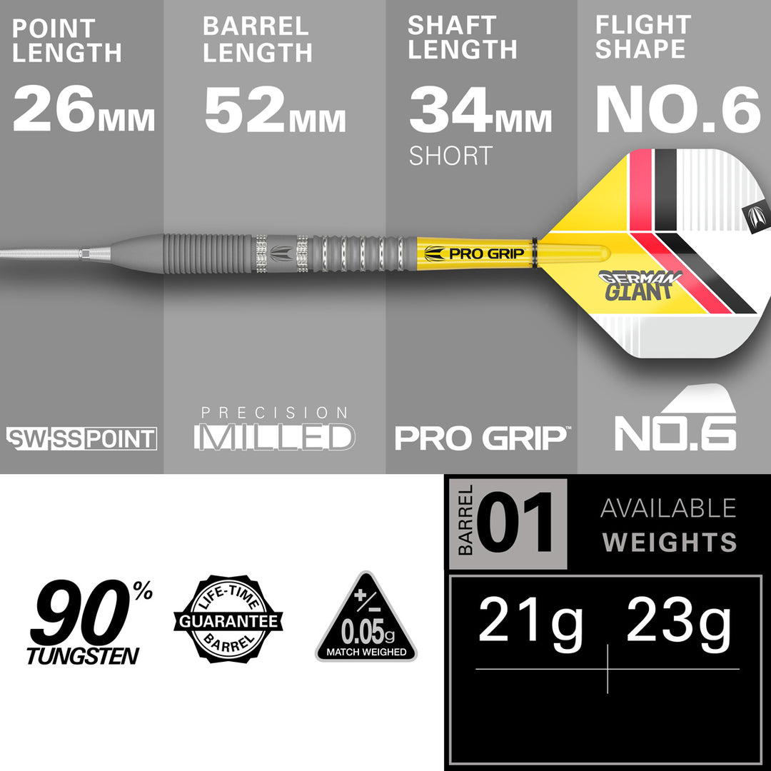 Gabriel Clemens G2 90% Tungsten Swiss Point Steel Tip Darts by Target