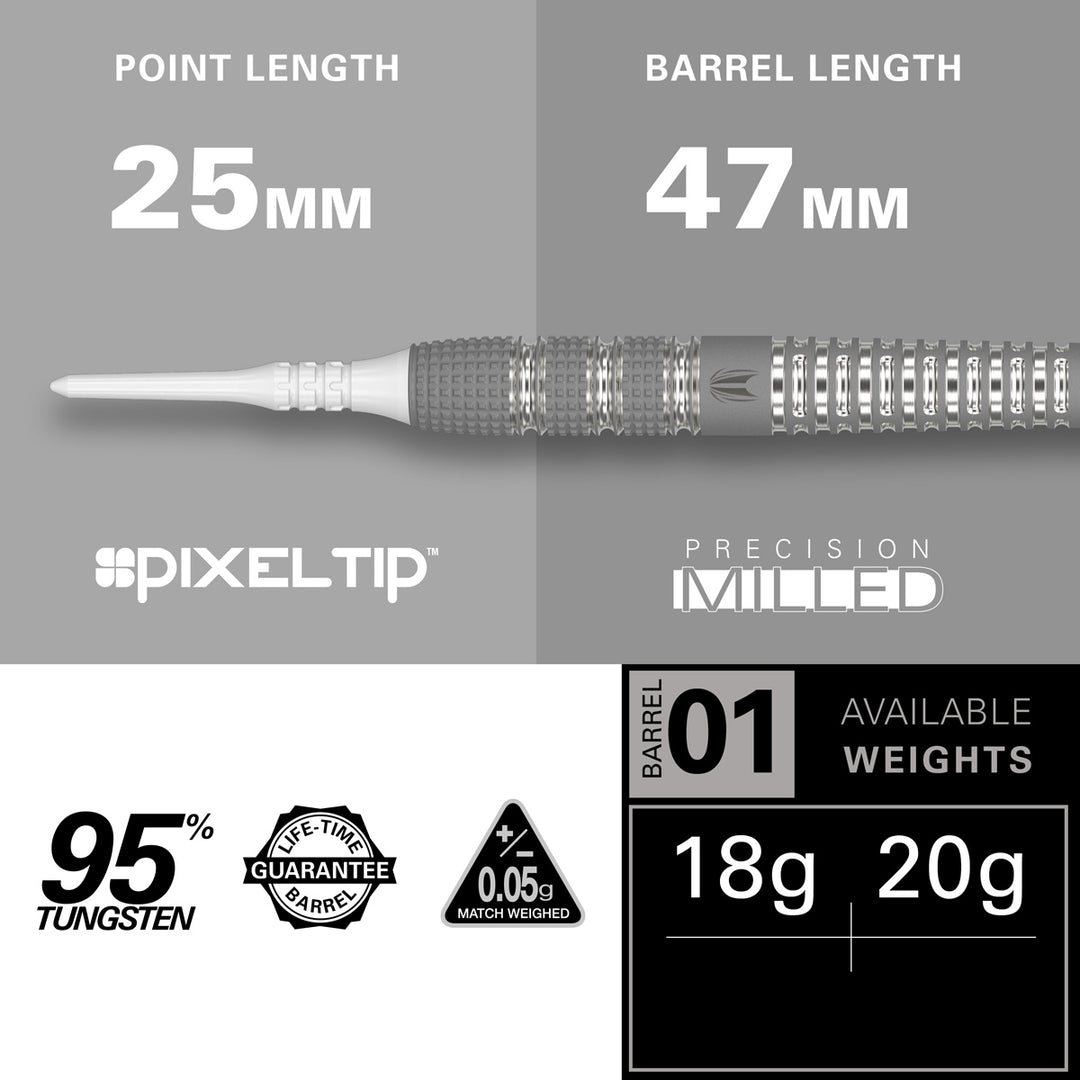 Barney 25 95% Tungsten Soft Tip Darts by Target