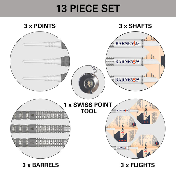 Barney 25 95% Tungsten Soft Tip Darts by Target