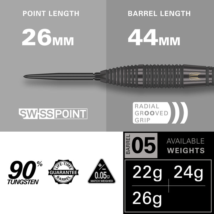 Bolide Void 05 90% Tungsten SP Steel Tip Darts by Target