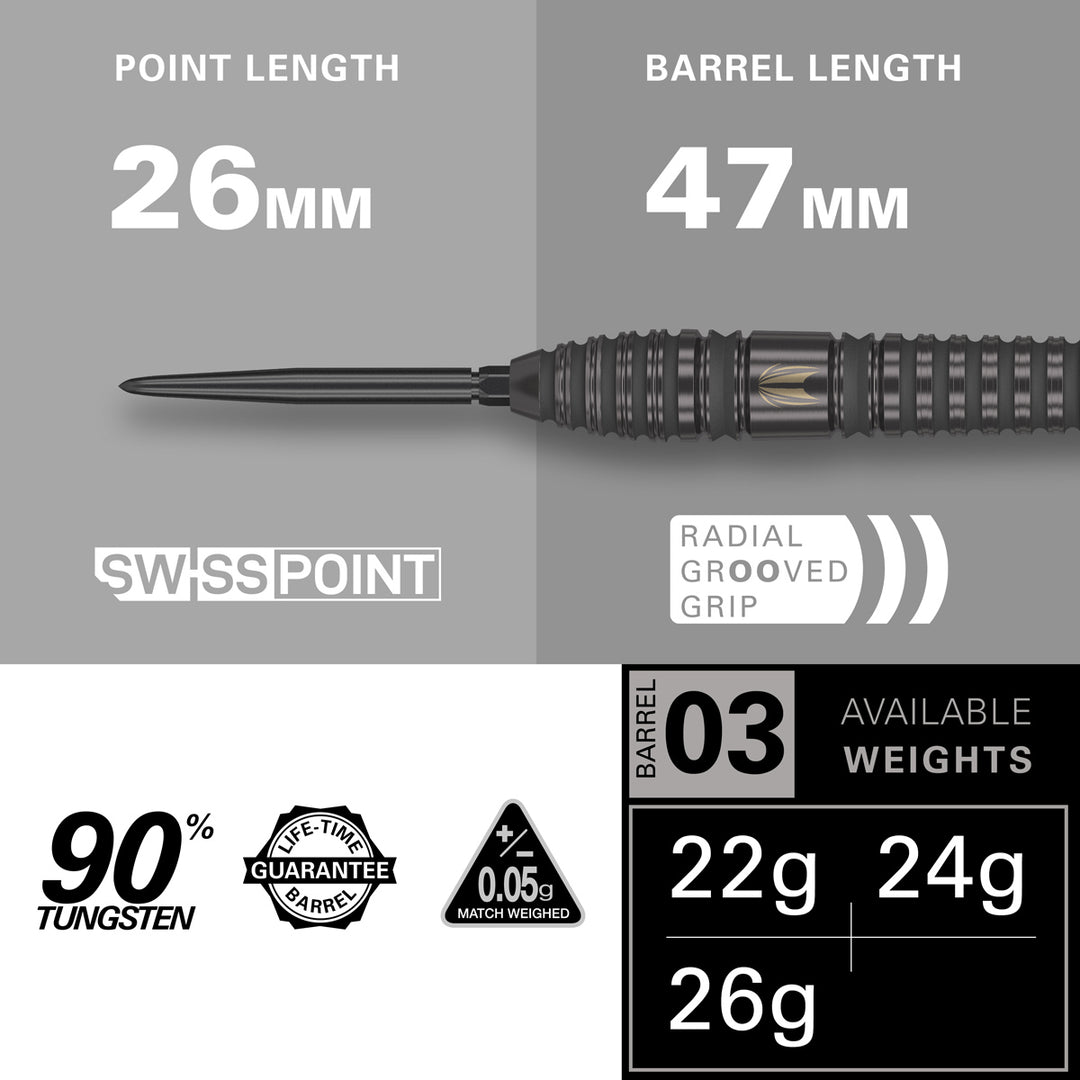 Bolide Void 03 90% Tungsten SP Steel Tip Darts by Target