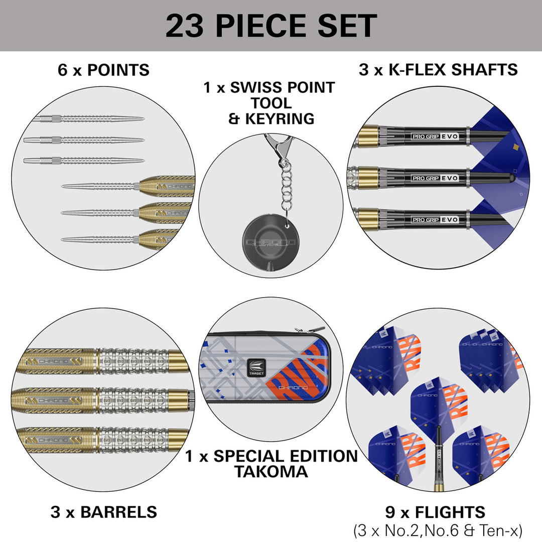 Raymond Van Barneveld Chrono 95% Tungsten SP Steel Tip Darts by Target