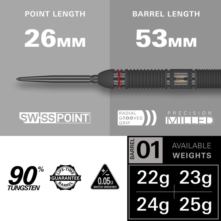 Scope 01 90% Tungsten SP Steel Tip Darts by Target