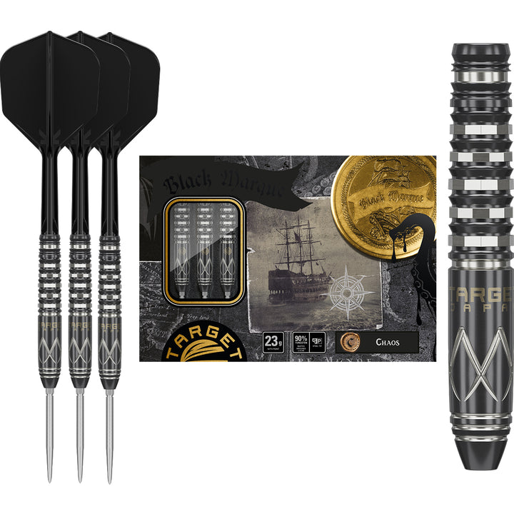 Black Marque Chaos 90% Tungsten SP Steel Tip Darts by Target Japan