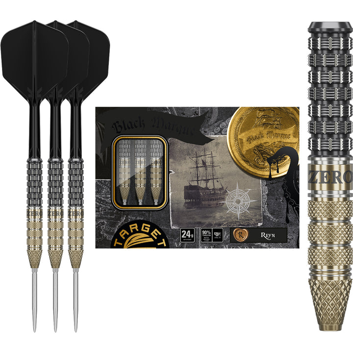 Black Marque Reyn 90% 24g Tungsten SP Steel Tip Darts by Target Japan