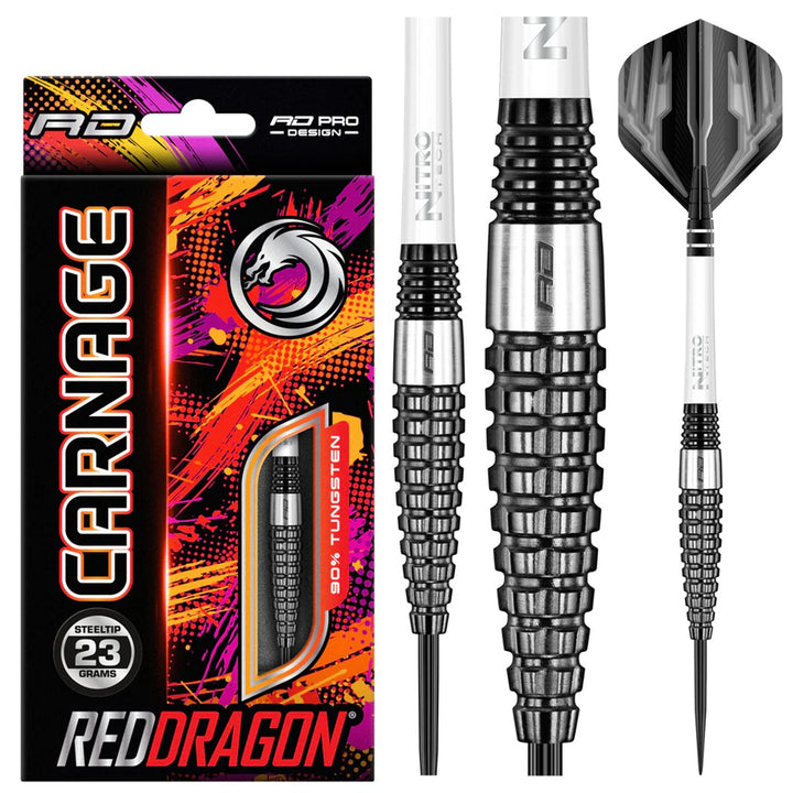 Carnage 3 90% Tungsten Steel Tip Darts by Red Dragon