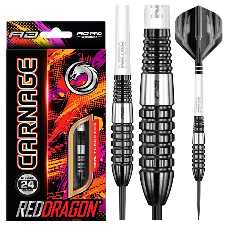 Carnage 4 90% Tungsten Steel Tip Darts by Red Dragon