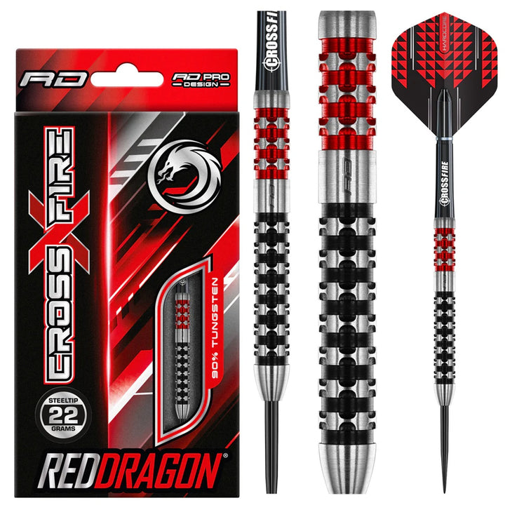 Crossfire 90% Tungsten Steel Tip Darts by Red Dragon