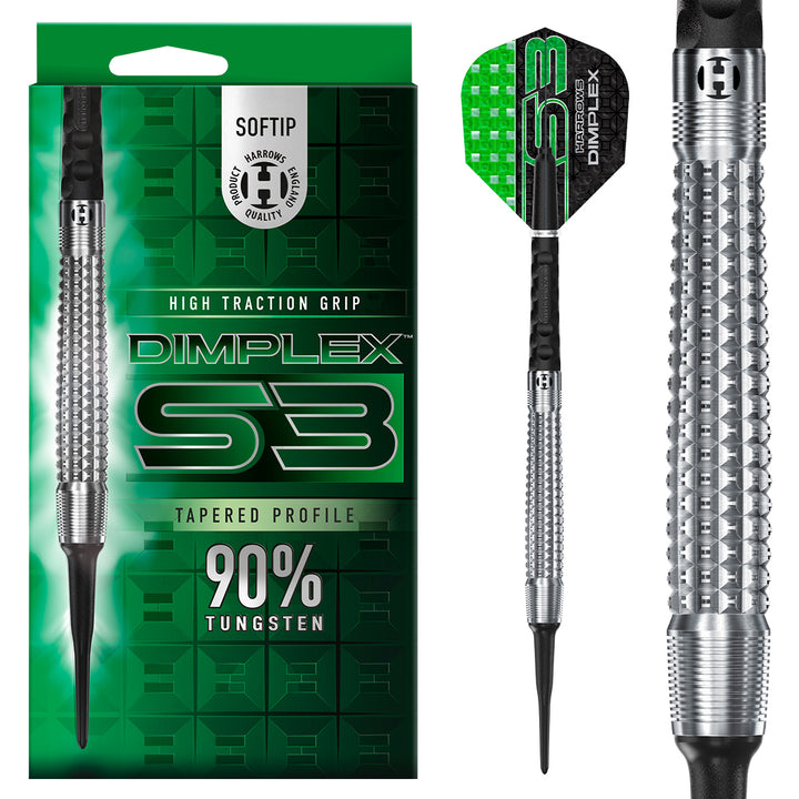 Dimplex S3 Tapered 90% Tungsten Soft Tip Darts by Harrows