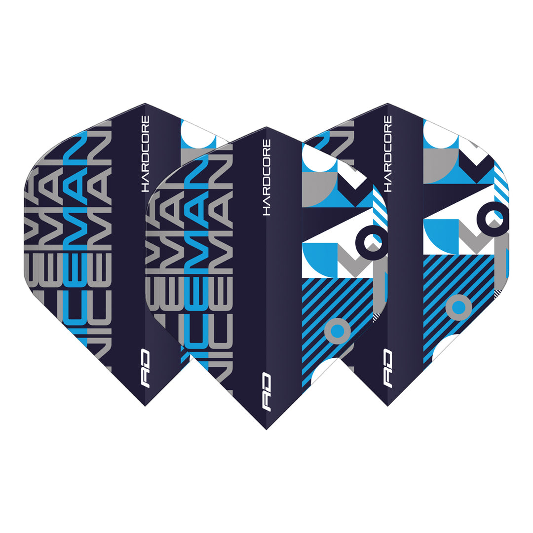 Hardcore Iceman Stack Black & Blue Standard Dart Flights by Red Dragon