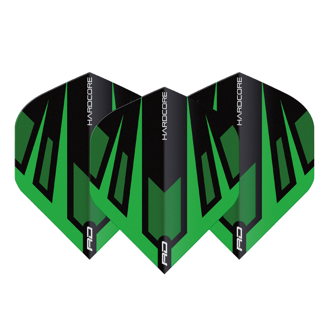 Hardcore Radical Green & Black Fan Standard Dart Flights by Red Dragon