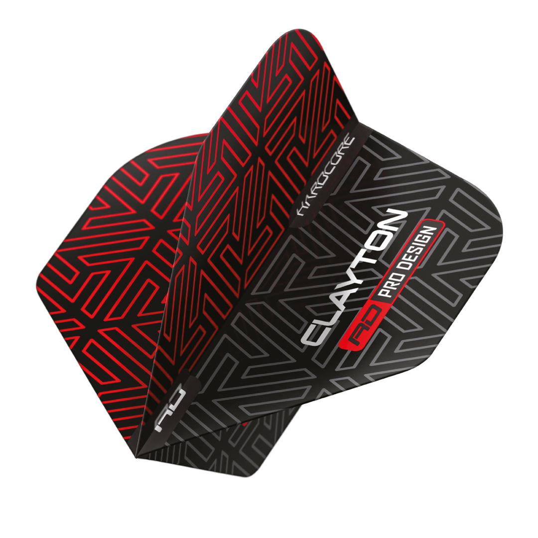 Hardcore Premium Jonny Clayton Red & Black Standard Dart Flights by Red Dragon