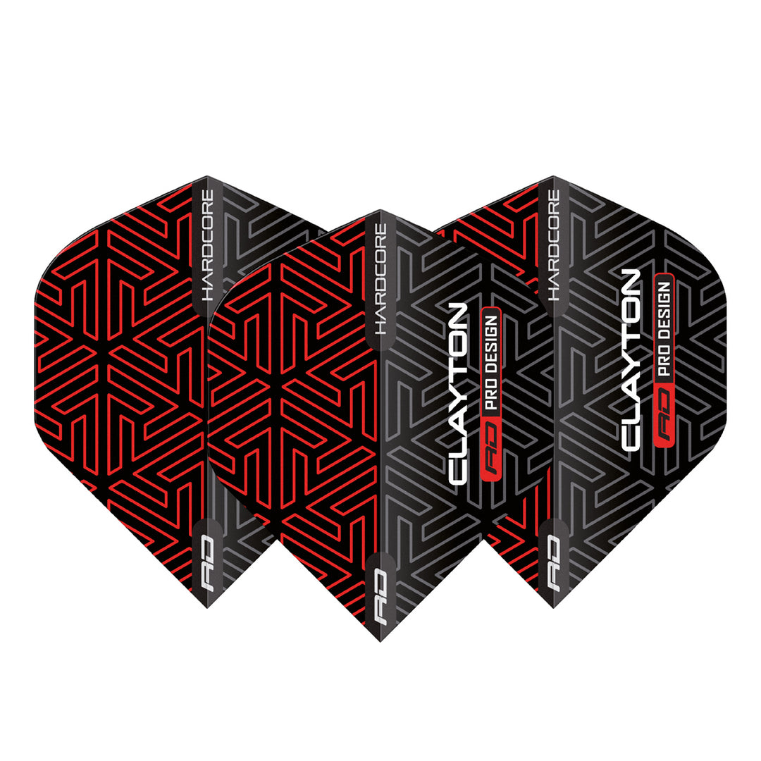 Hardcore Premium Jonny Clayton Red & Black Standard Dart Flights by Red Dragon