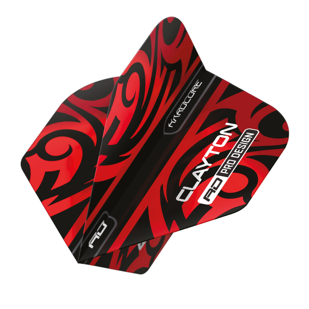 Hardcore Jonny Clayton Red & Black Tribal Standard Dart Flights by Red Dragon