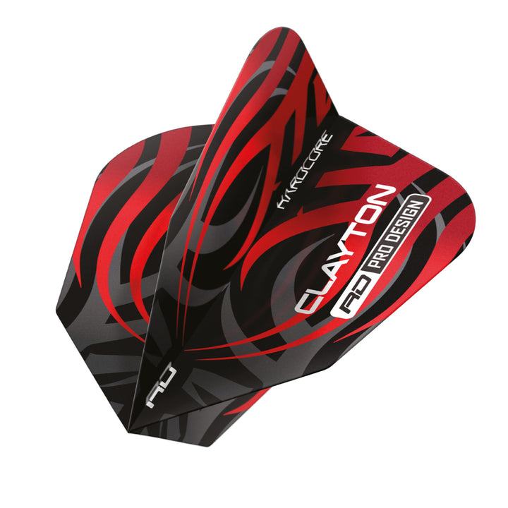 V Standard Jonny Clayton Black & Red Tribal V-Standard Dart Flights by Red Dragon