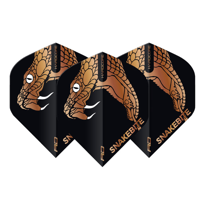 Peter Wright Black & Bronze Snake Hardcore Premium Standard Dart Flights by Red Dragon