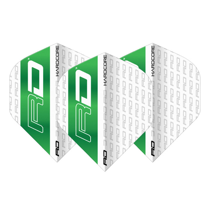 Hardcore XT White & Green RD Standard Dart Flights by Red Dragon