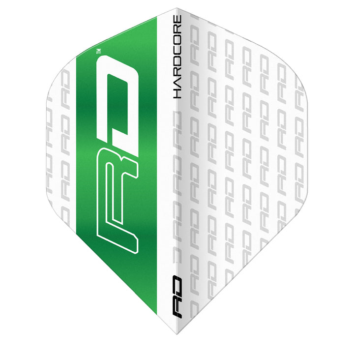 Hardcore XT White & Green RD Standard Dart Flights by Red Dragon