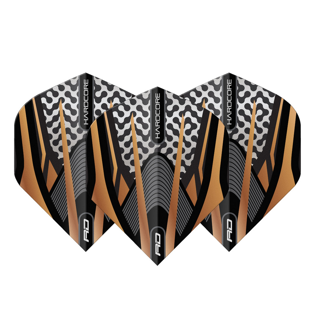 Hardcore Premium Gold, Black & Grey Standard Dart Flights by Red Dragon