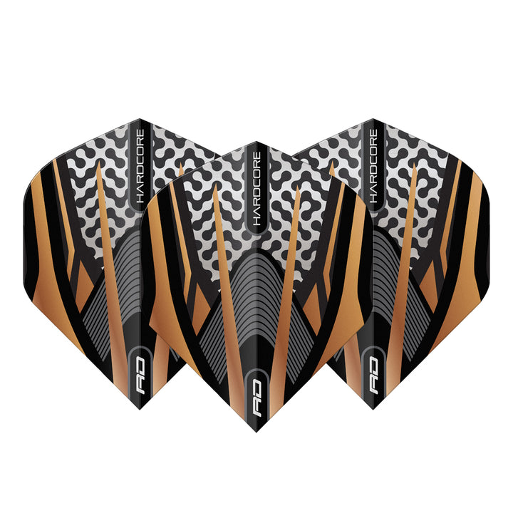 Hardcore Premium Gold, Black & Grey Standard Dart Flights by Red Dragon