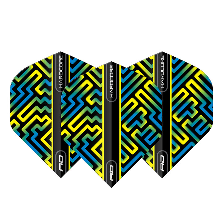 Hardcore XT Blue, Green & Yellow Standard Dart Flights by Red Dragon