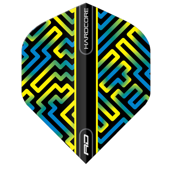 Hardcore XT Blue, Green & Yellow Standard Dart Flights by Red Dragon