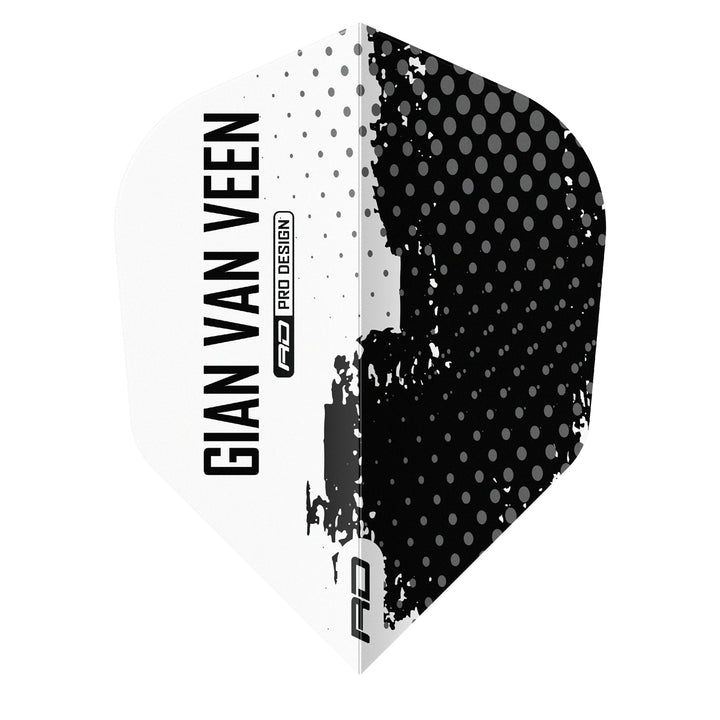 Gian van Veen Black & White No6 Dart Flights by Red Dragon