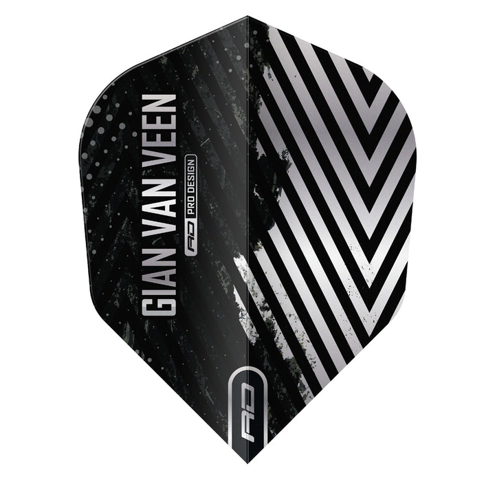 Gian van Veen Black & Silver No6 Dart Flights by Red Dragon