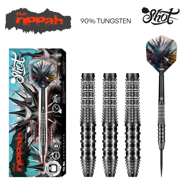 Gnarly Rippah 90% Tungsten Steel Tip Darts by Shot