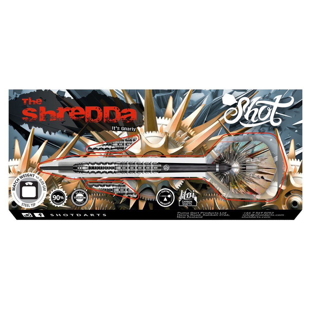 Gnarly Shredda 90% Tungsten Steel Tip Darts by Shot