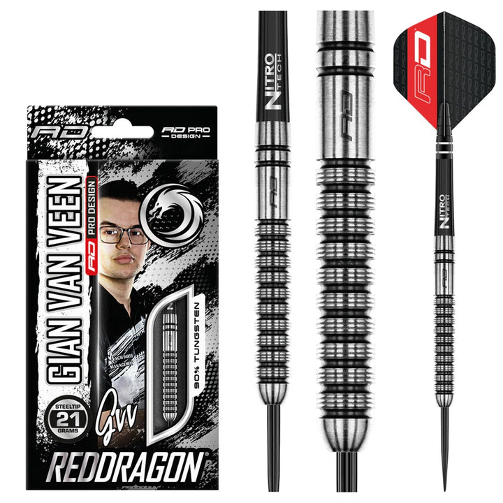 Gian Van Veen 90% Tungsten Steel Tip Darts by Red Dragon