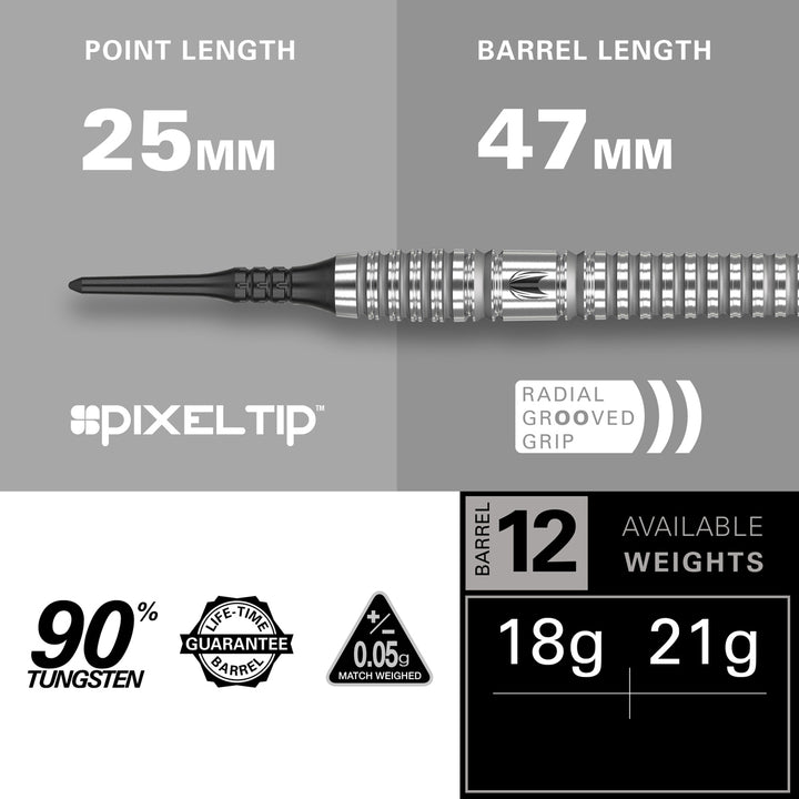 Bolide 12 90% Tungsten Soft Tip Darts by Target