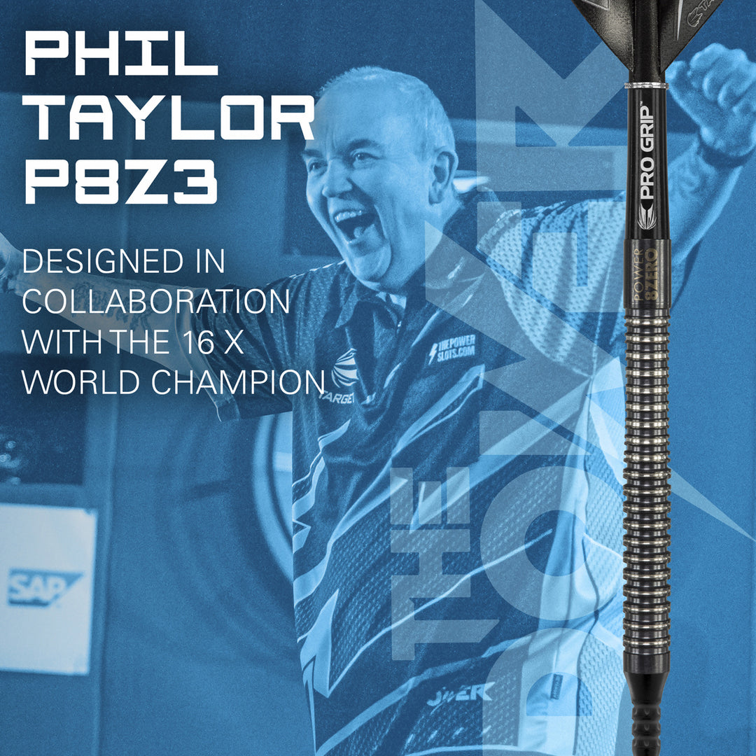 Phil Taylor 8ZERO Black 80% Tungsten Soft Tip Darts by Target - S2