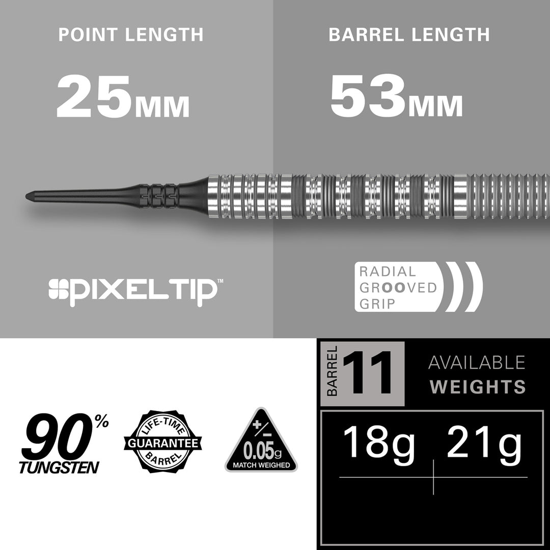 Bolide 11 90% Tungsten Soft Tip Darts by Target