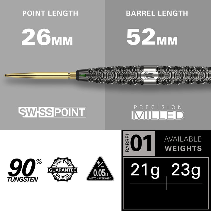 Cult SP01 90% Tungsten Swiss Point Steel Tip Darts by Target