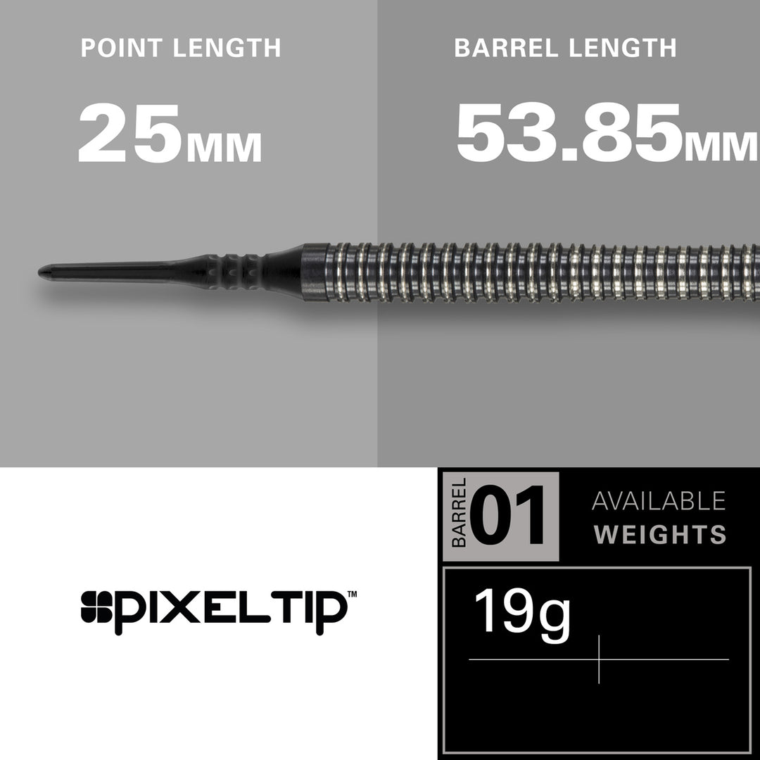 Phil Taylor 8ZERO Black 80% Tungsten Soft Tip Darts by Target - S1