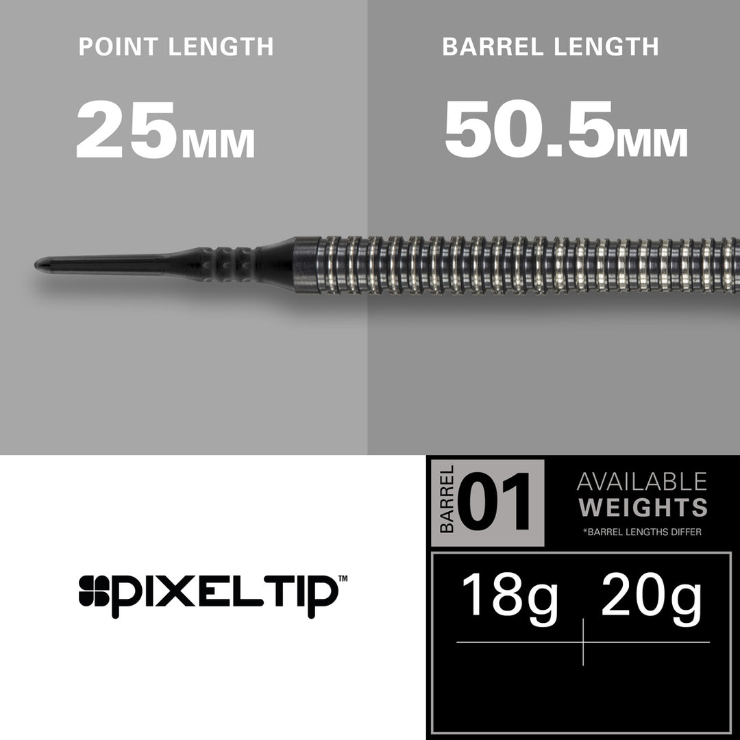 Phil Taylor 8ZERO Black 80% Tungsten Soft Tip Darts by Target - S2