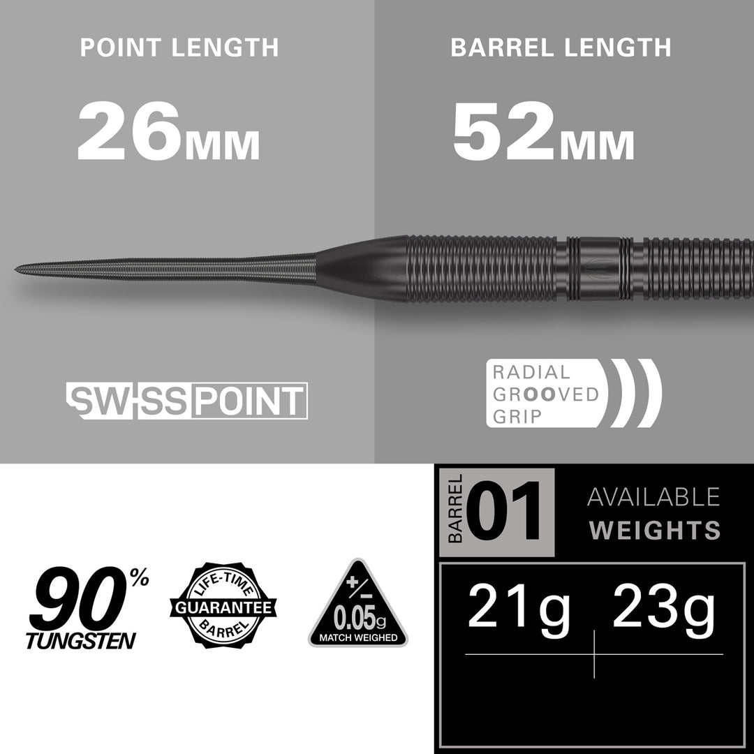 Gabriel Clemens Black 90% Tungsten Steel Tip Darts by Target