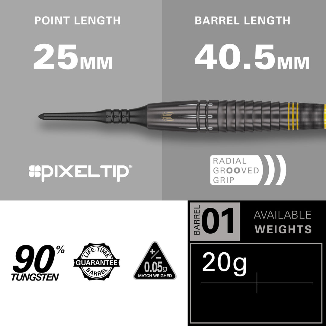 Scott Williams Black 90% Tungsten Soft Tip Darts by Target