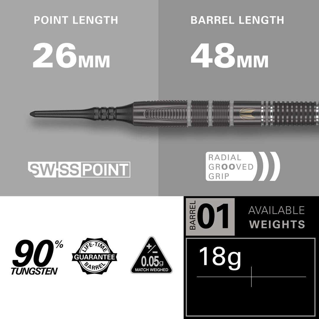 Aspinall X Echo 90% Tungsten Soft Tip Darts by Target